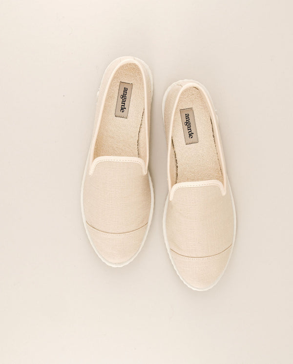 Angarde Chausson Femme Lin Beige Ivoire
