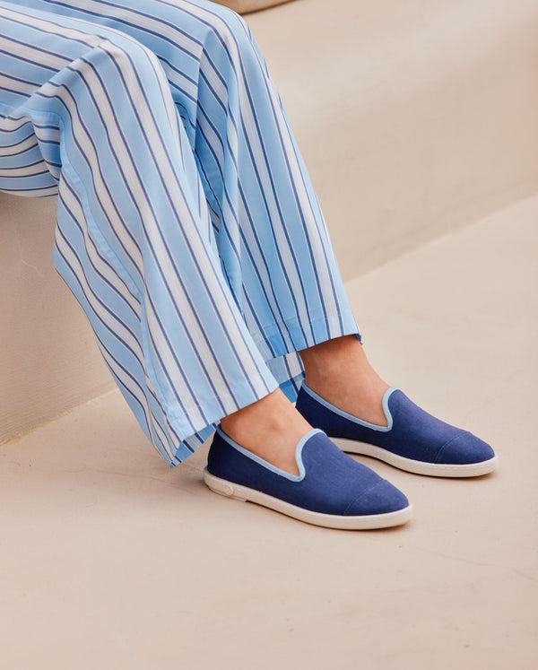 Angarde Chausson Femme Lin Jean Ciel