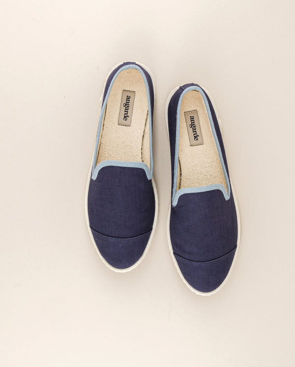 Angarde Chausson Femme Lin Jean Ciel