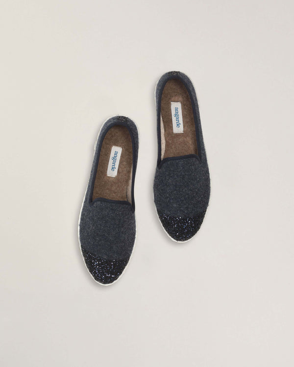 Angarde Chausson Femme Marine Paillettes