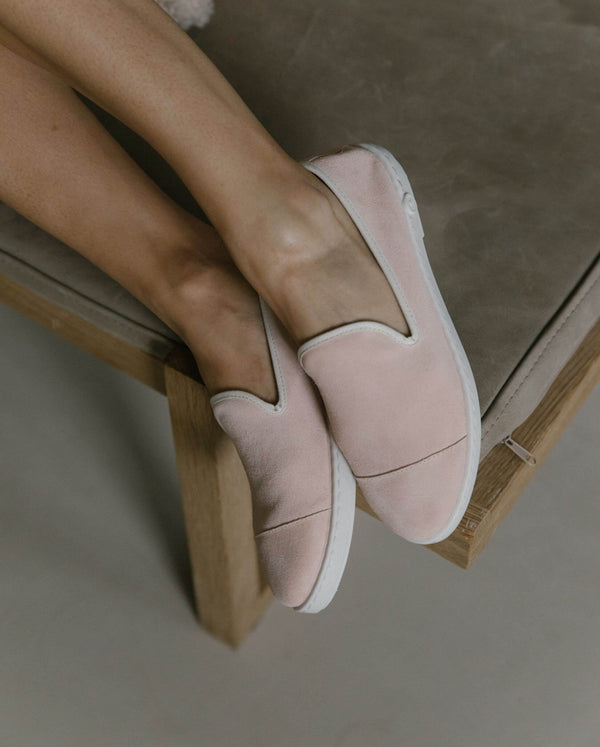 Angarde Chausson Femme Rose En Cuir Suède