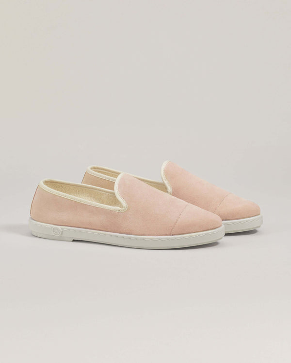 angarde Chausson femme rose en cuir suède