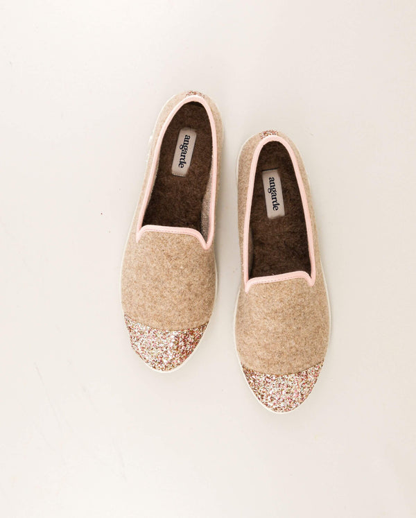 Angarde Chausson Femme Sable Paillettes