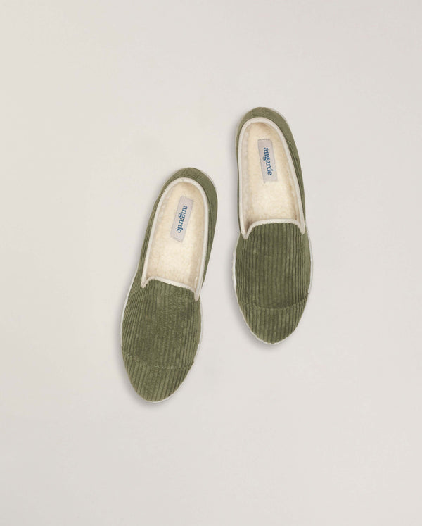 Angarde Chausson Femme Vert En Velours