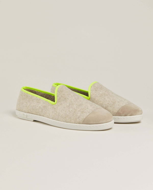 angarde Chausson homme beige jaune fluo