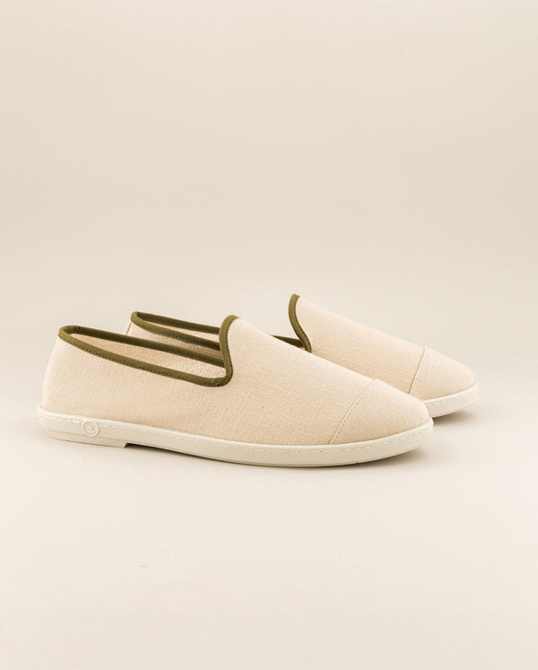 angarde Chausson homme beige kaki en lin