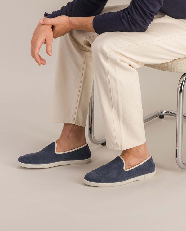 Angarde Chausson Homme Bleu Jean En Cuir