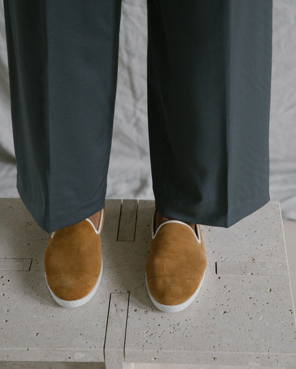 Angarde Chausson Homme Camel En Cuir