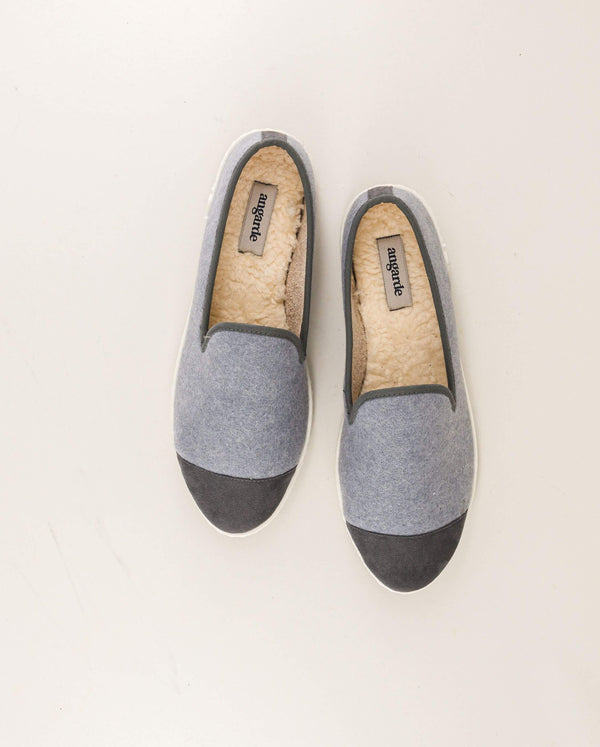 Angarde Chausson Homme Gris Ardoise Feutre Upcyclé