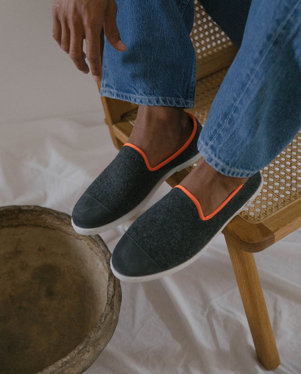 Angarde Chausson Homme Gris Orange Fluo