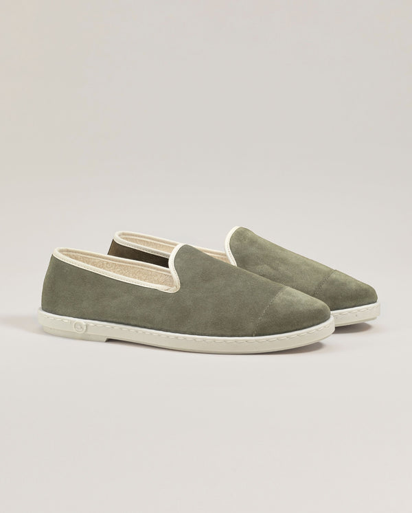 angarde Chausson homme kaki clair en cuir