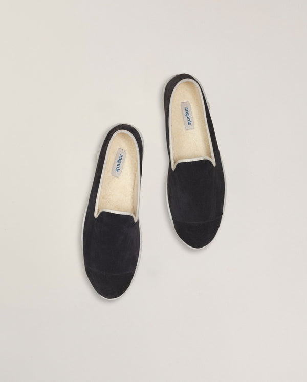 Angarde Chausson Homme Marine En Cuir
