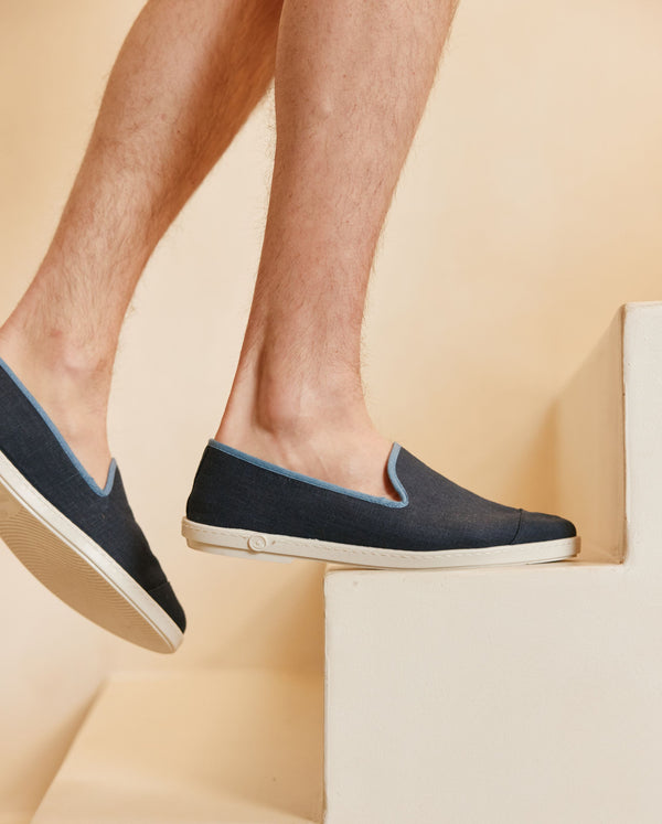 Angarde Chausson Homme Marine Jean En Lin