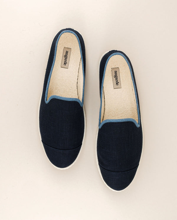 Angarde Chausson Homme Marine Jean En Lin