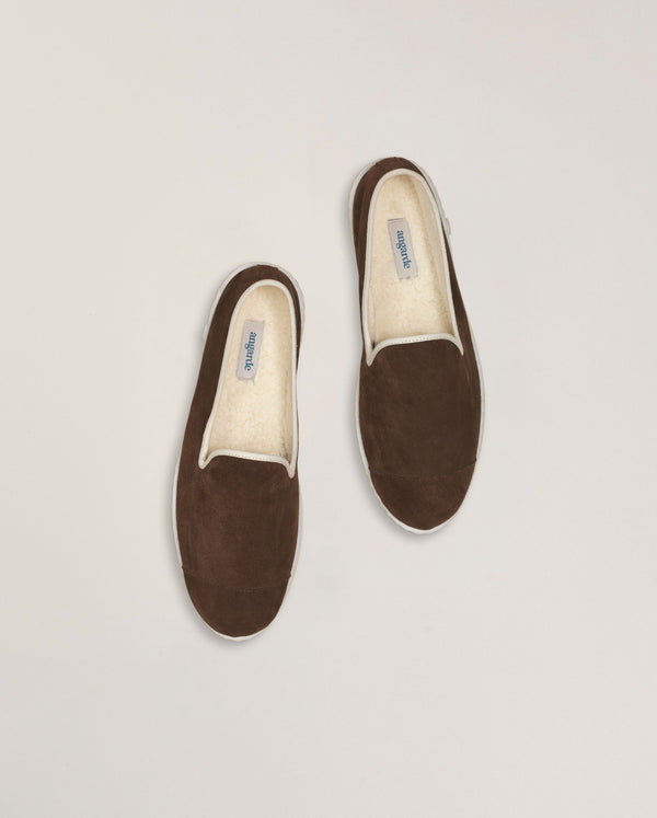 Angarde Chausson Homme Mocha En Cuir