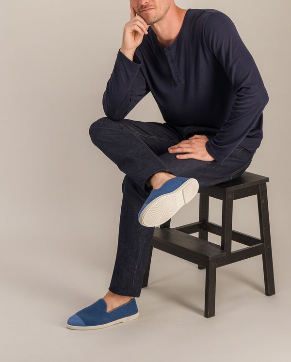 Angarde Chausson Homme Océan En Feutre Upcyclé