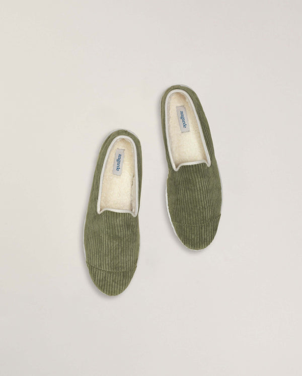 Angarde Chausson Homme Velours Vert