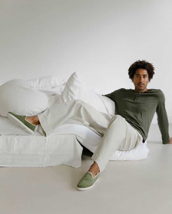 Angarde Chausson Homme Velours Vert