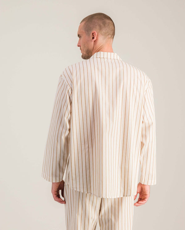 Angarde Chemise Pyjama Homme à Rayures Beige