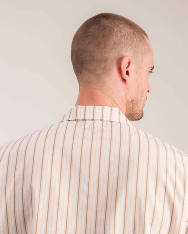 Angarde Chemise Pyjama Homme à Rayures Beige