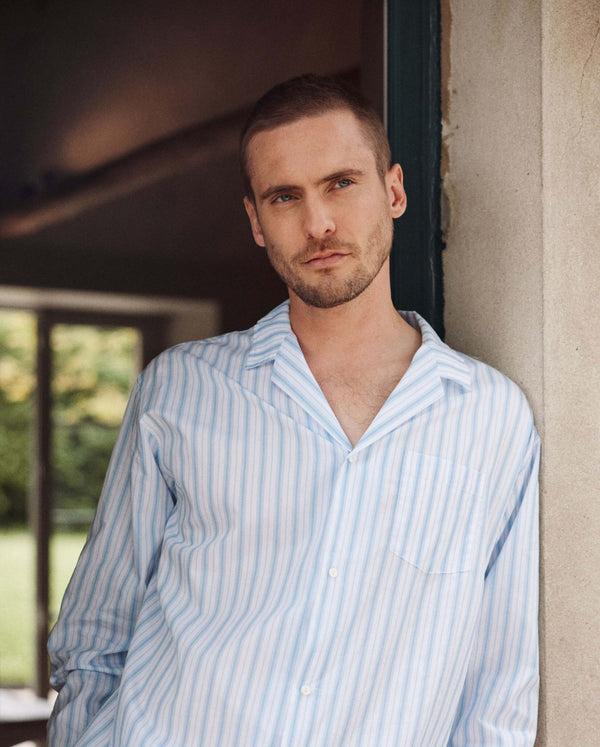 Angarde Chemise Pyjama Homme à Rayures Bleu