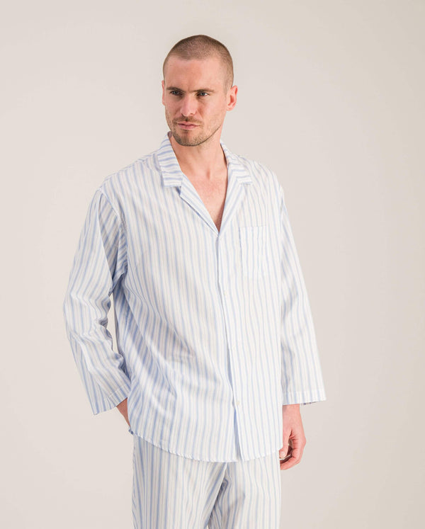angarde Chemise pyjama homme à rayures bleu