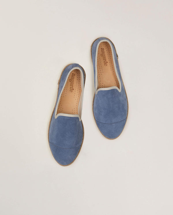 Angarde Espadrille Femme Bleu En Cuir Suède