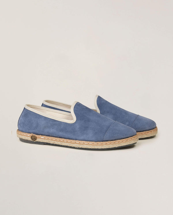 angarde Espadrille femme bleu en cuir suède
