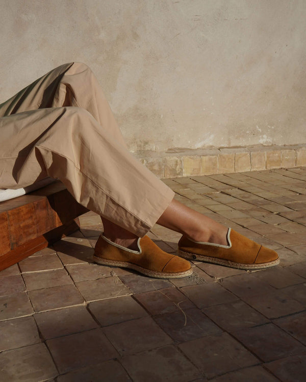 Angarde Espadrille Femme Camel En Cuir Suède