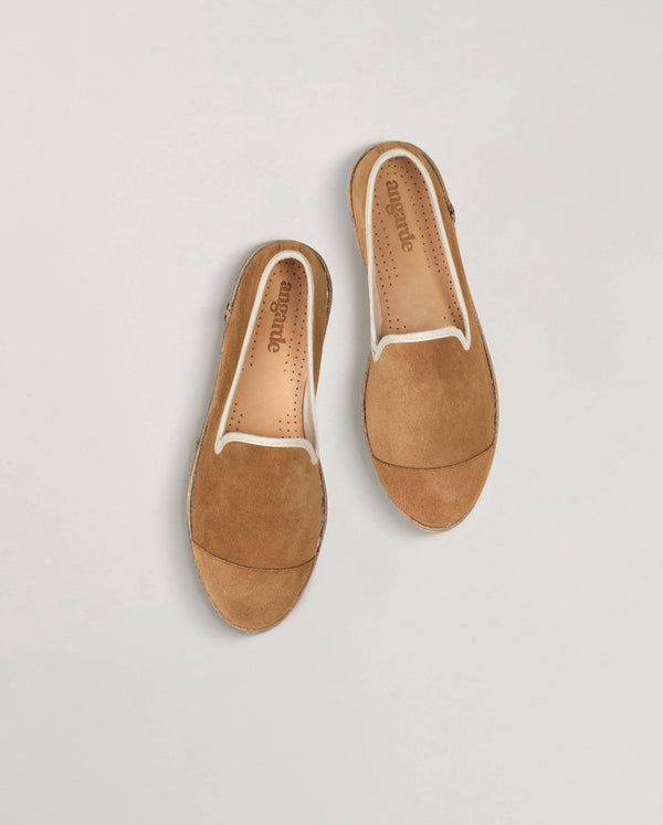 Angarde Espadrille Femme Camel En Cuir Suède