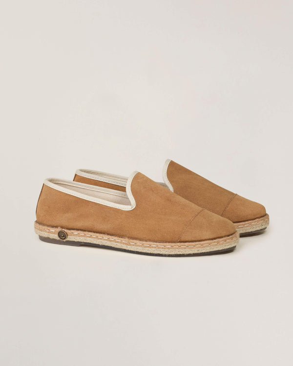angarde Espadrille femme camel en cuir suède