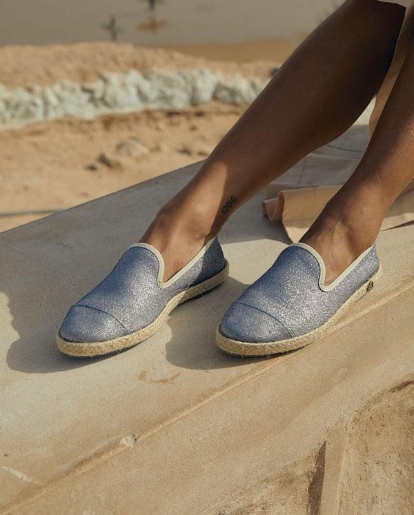 Angarde Espadrille Femme Marine En Lurex