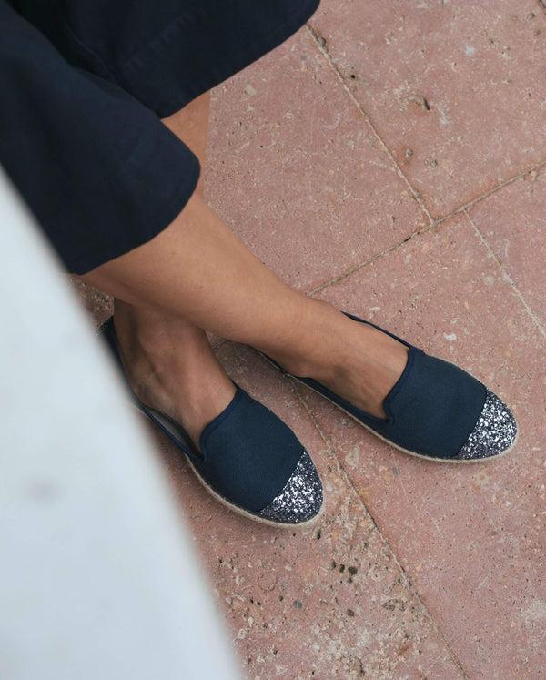 Angarde Espadrille Femme Marine Paillettes