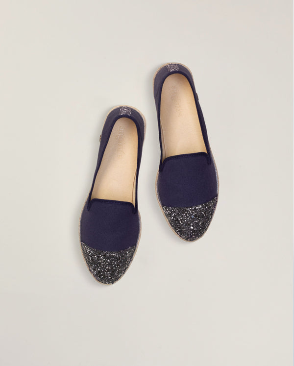 Angarde Espadrille Femme Marine Paillettes