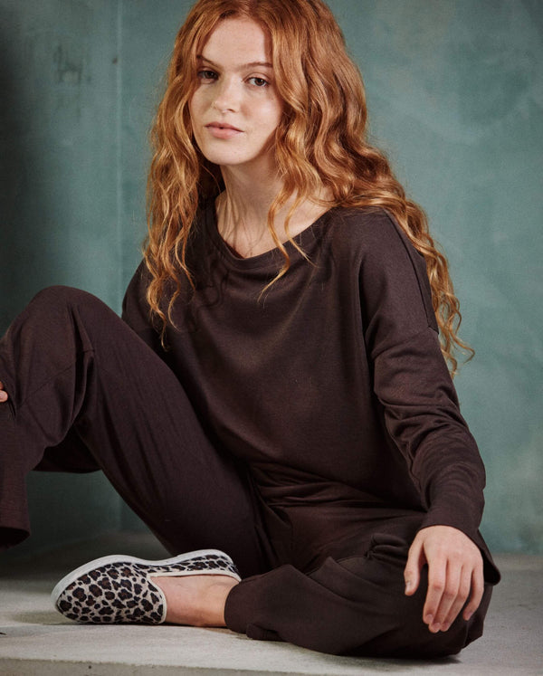 Angarde Haut De Pyjama Femme Uni Chocolat