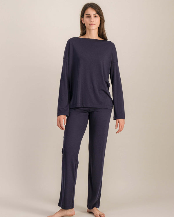 Angarde Haut De Pyjama Femme Uni Marine