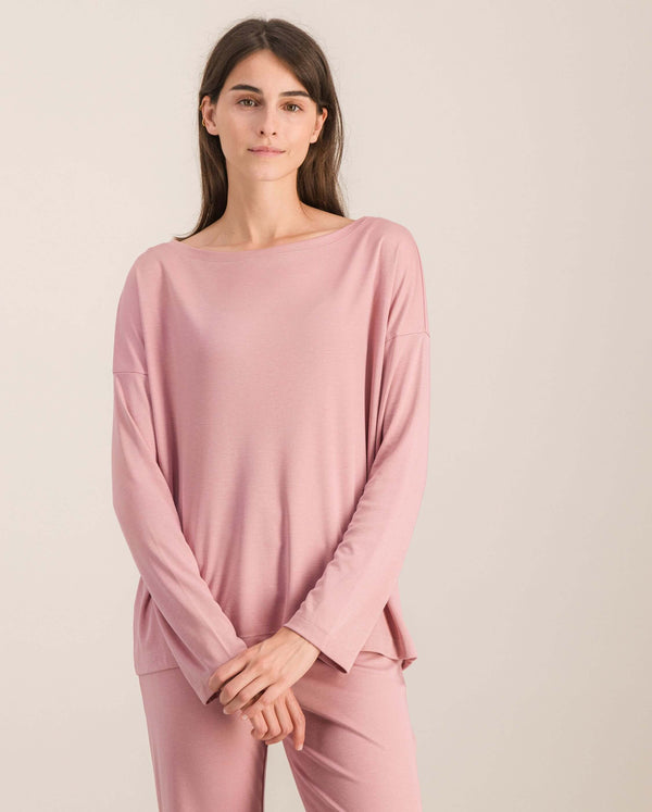 angarde Haut de pyjama femme uni vieux rose