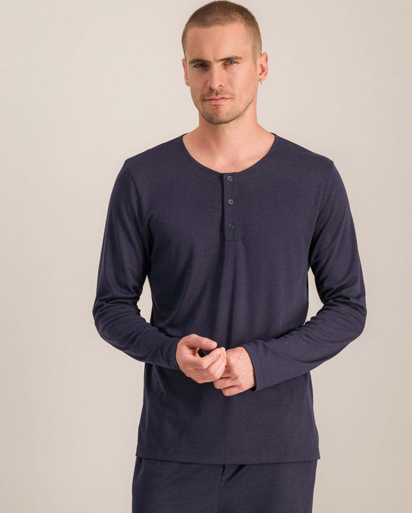 angarde Haut de pyjama homme uni marine