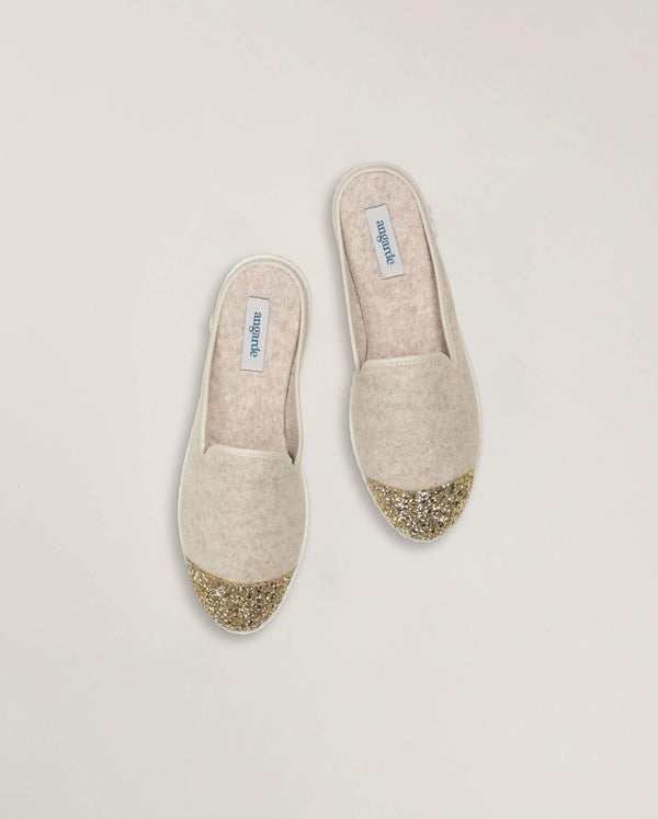 Angarde Mule Femme Beige Paillettes