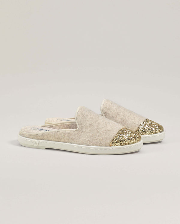 angarde Mule femme beige paillettes