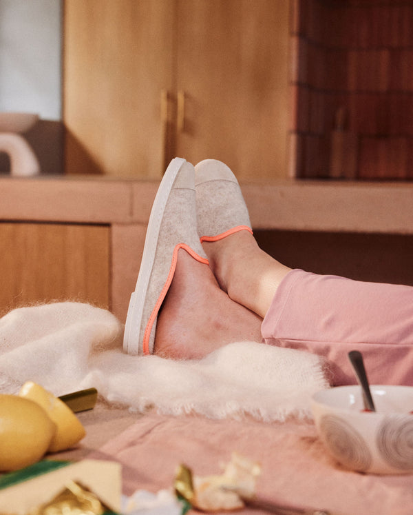 Angarde Mule Femme Beige Rose Fluo