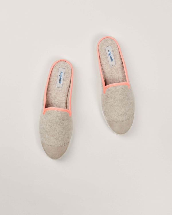 Angarde Mule Femme Beige Rose Fluo