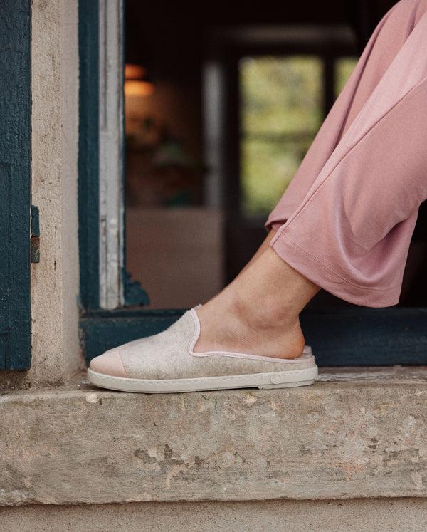Angarde Mule Femme Beige Rose Poudré