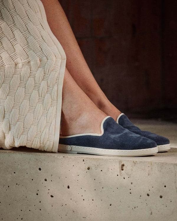 Angarde Mule Femme Bleu Jean En Cuir