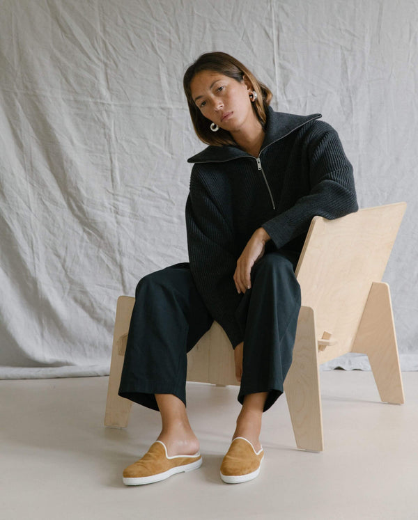 Angarde Mule Femme Camel En Cuir Suède