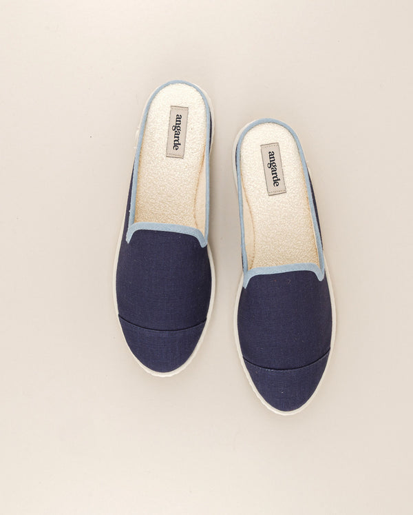 Angarde Mule Femme Lin Jean Ciel
