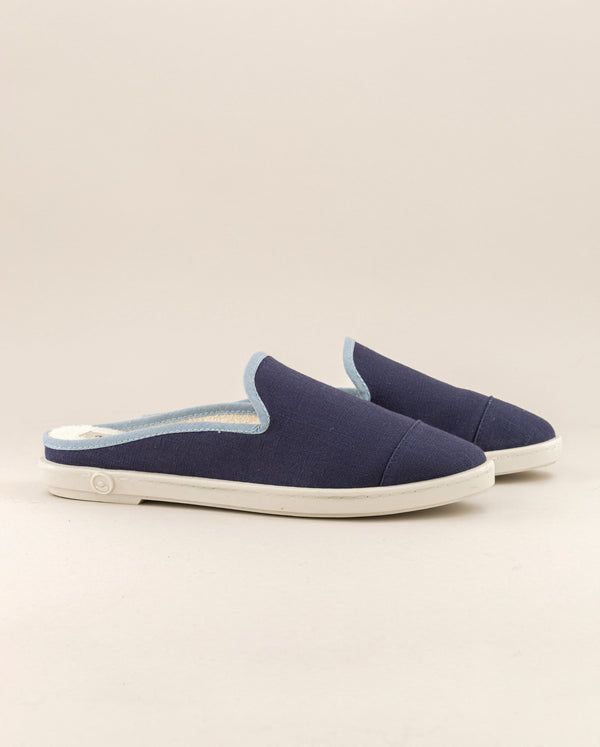 angarde Mule femme lin jean ciel