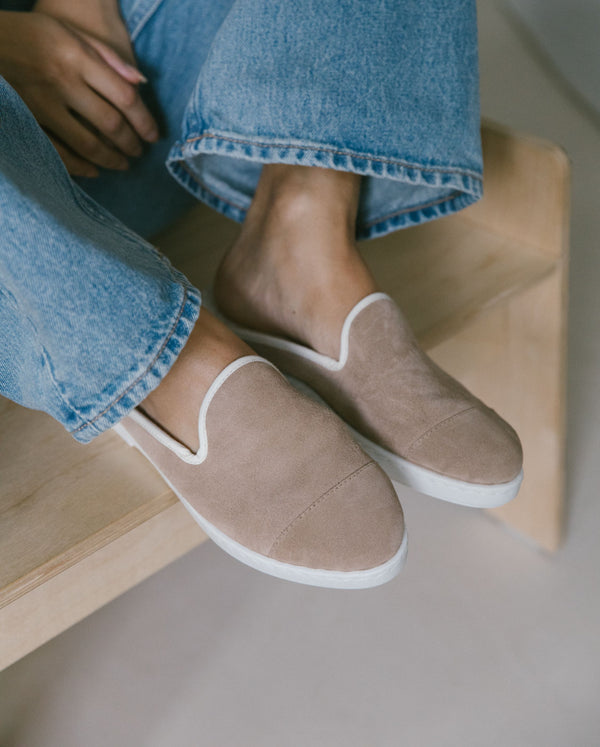 Angarde Mule Femme Taupe En Cuir Suède