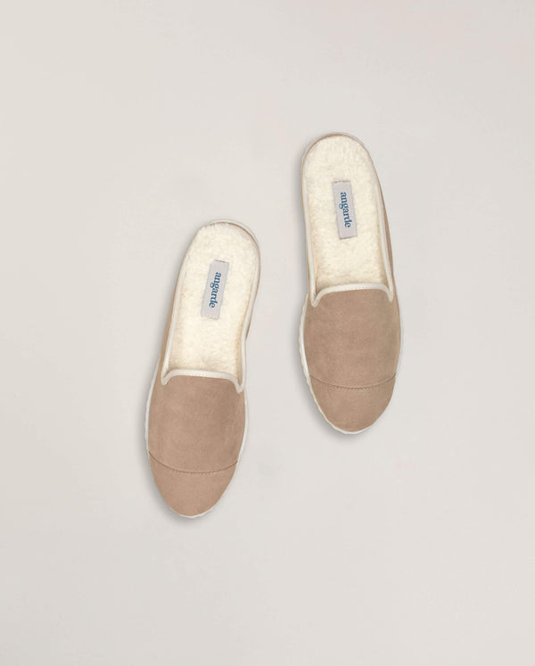 Angarde Mule Femme Taupe En Cuir Suède