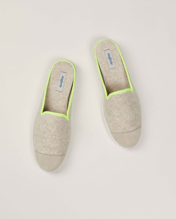 Angarde Mule Homme Beige Jaune Fluo